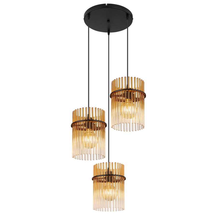 Pendelleuchte Gorley schwarz/amber