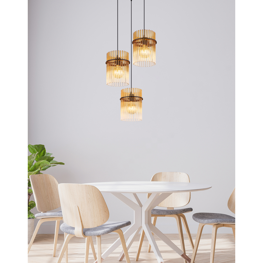 Pendelleuchte Gorley schwarz/amber